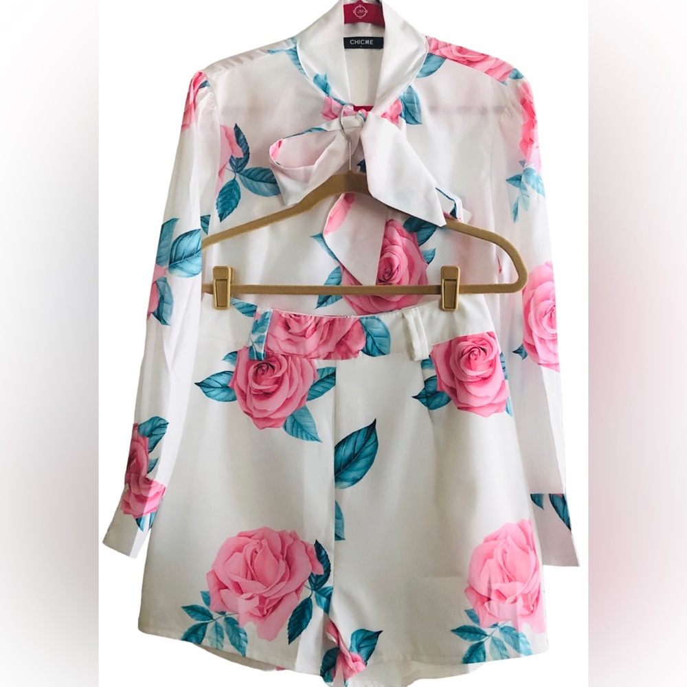 Shein Flower Shirt and Short Set